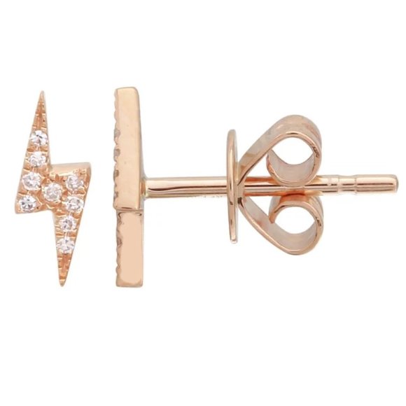 14k Rose Gold Lightning Bolt Diamond Earrings